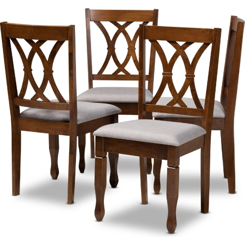 Augustine Dining Chair Gray Fabric & Walnut Brown Finish (Set of 4)