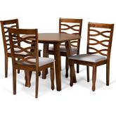 Darina 5 Piece Dining Set in Gray Fabric & Walnut Finish