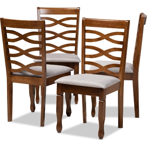 Elijah Dining Chair in Gray Fabric & Walnut Finish (Set of 4)