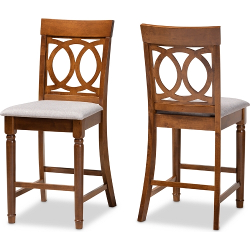Violet Counter Stool in Gray Fabric & Walnut Finish (Set of 2)