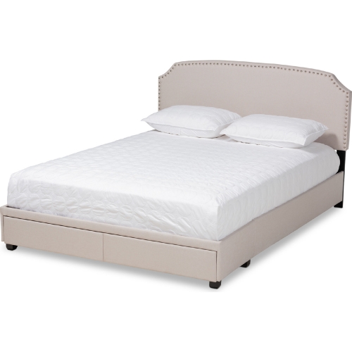 Larese Queen Platform Storage Bed in Beige Fabric