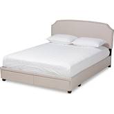 Larese Queen Platform Storage Bed in Beige Fabric