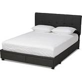Netti 2 Drawer King Platform Storage Bed in Tufted Dark Gray Fabric
