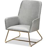 Sennet Accent Chair in Gray Velvet & Gold Metal