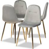 Elyse Dining Chair in Gray Velvet & Gold Metal (Set of 4)