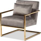 Mira Accent Lounge Chair in Gray Velvet & Gold Metal