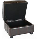 Agustus Storage Ottoman in Dark Brown Leather