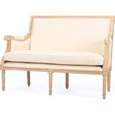 Chavanon Loveseat in Light Beige Linen & Wood