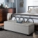 Roanoke Storage Ottoman Bench in Tufted Beige Fabric