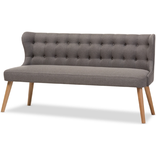 Melody Sofa in Tufted Gray Fabric & Natural Wood Finish