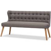 Melody Sofa in Tufted Gray Fabric & Natural Wood Finish