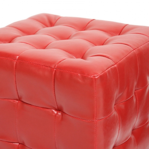 Siskal Cube Ottoman in Tufted Red (Set of 2)