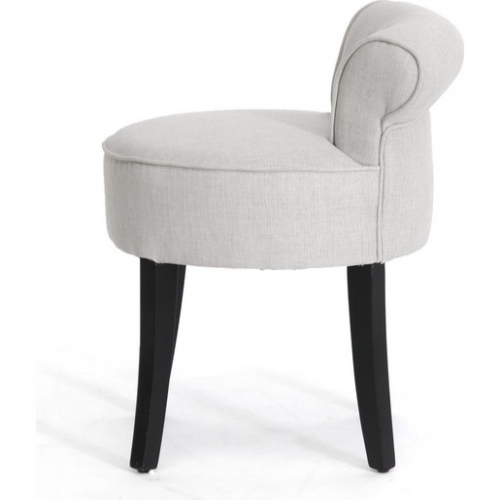 Millani Accent Chair Stool in Beige Linen