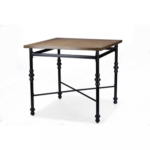 Broxburn 40" Counter Dining Table in Distressed Wood & Black Metal