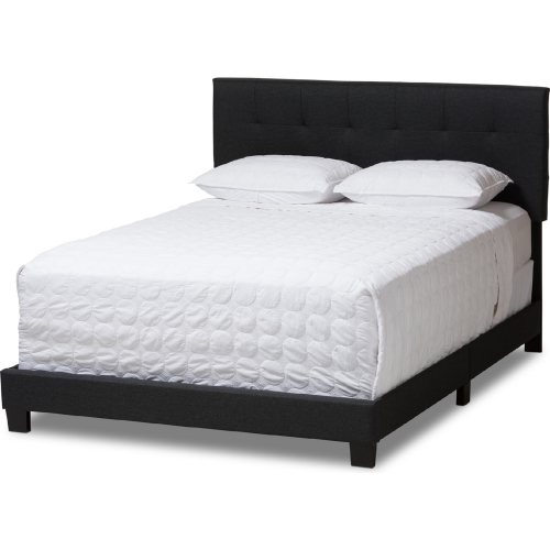 Brookfield Queen Bed in Tufted Dark Gray Fabric