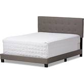 Brookfield Queen Bed in Tufted Gray Fabric
