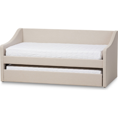 Barnstorm Twin Daybed with Trundle Bed in Beige Fabric