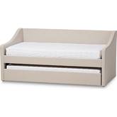 Barnstorm Twin Daybed with Trundle Bed in Beige Fabric