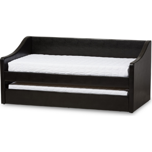 Barnstorm Twin Daybed with Trundle Bed in Black Leatherette