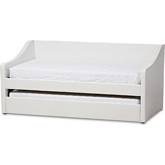 Barnstorm Twin Daybed with Trundle Bed in White Leatherette