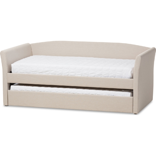 Camino Twin Daybed with Trundle Bed in Beige Fabric