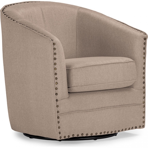 Porter Swivel Accent Chair in Beige Fabric