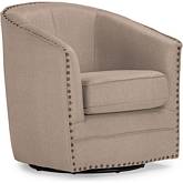 Porter Swivel Accent Chair in Beige Fabric