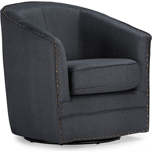 Porter Swivel Accent Chair in Gray Fabric