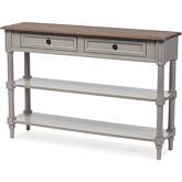 Edouard 2 Drawer Console Table in Distressed White Wash & Gray