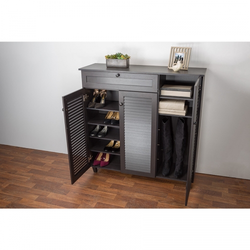 Pocillo Shoe Storage Cabinet in Dark Brown Wood