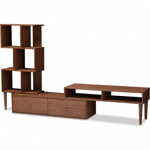 Haversham 83" TV Stand Entertainment Center in Walnut Finish