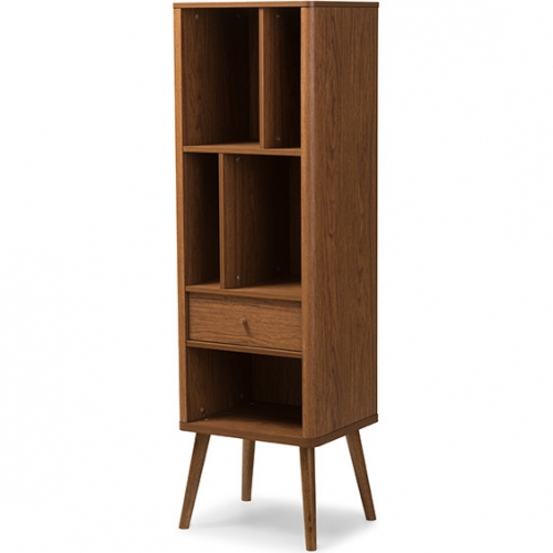 Ellingham 1 Drawer Cabinet Bookcase in Walnut Finish