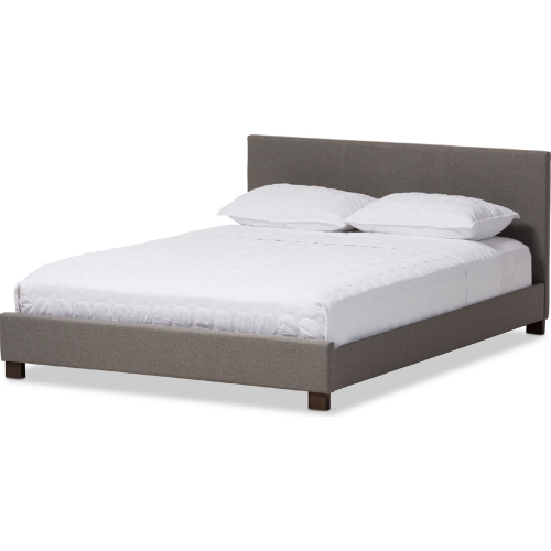 Elizabeth Full Platform Bed in Panel Stitched Gray Fabric