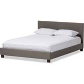 Elizabeth Queen Platform Bed in Panel Stitched Gray Fabric