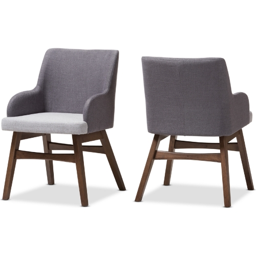 Monte Accent Chair in Gray Fabric & Walnut Finish (Set of 2)