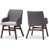Monte Accent Chair in Gray Fabric & Walnut Finish (Set of 2)