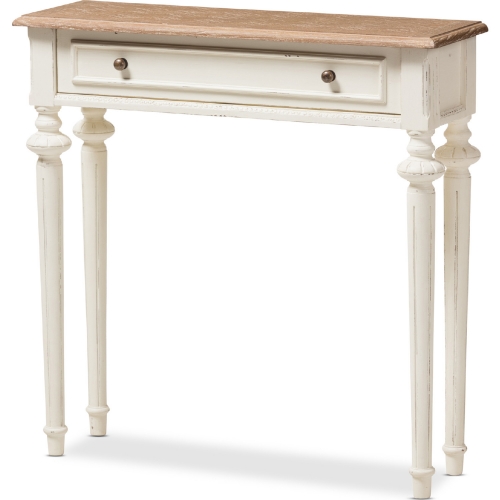 Marquetterie Console Table in Weathered Oak & White Wash Wood