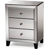 Chevron 3 Drawers End Table in Mirror