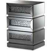 Sabrina 3 Drawer End Table in Mirror & Crystal