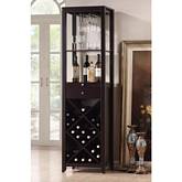 Austin Wine Tower Cabinet in Dark Brown Wood