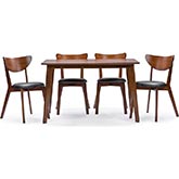 Sumner 5 Piece Dining Set in Black Leatherette & Walnut Finish