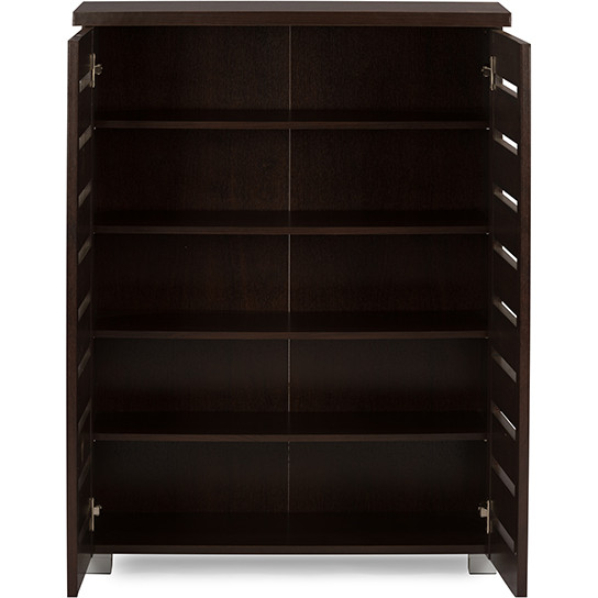 Baxton SC863522-Wenge Adalwin 2 Door Shoe Storage Cabinet in Dark