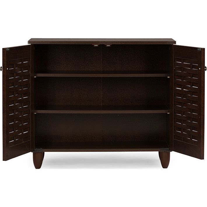 Baxton SC864572 B-Wenge Winda Door Shoe Storage Cabinet in Dark