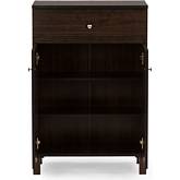 Felda Shoe Cabinet with 2 Doors & Drawer in Dark Brown Wood