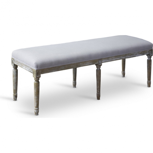 Clairette Bench in Beige Fabric & Wood