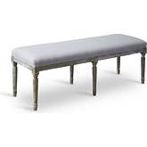 Clairette Bench in Beige Fabric & Wood