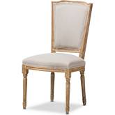 Cadencia Dining Chair in Beige Fabric & Weathered Oak Finish