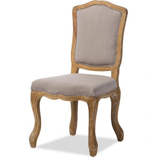 Chateauneuf Dining Chair in Beige Fabric & Weathered Oak