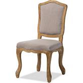 Chateauneuf Dining Chair in Beige Fabric & Weathered Oak