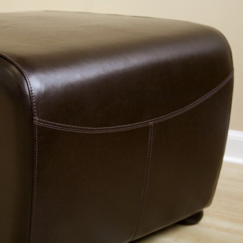 Dark Brown Ottoman with Rounded Sides in Leatherette